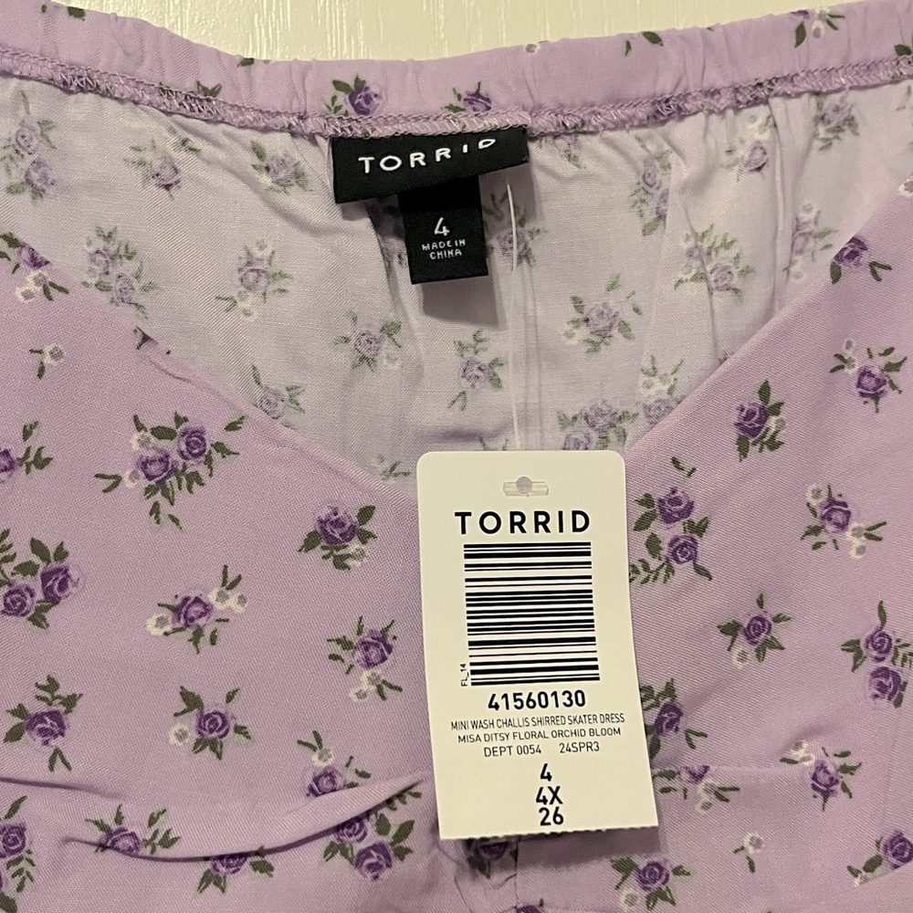 NWT Torrid Sz 4x Mini Wash Challis Shirred Skater Dress - Picture 3 of 4